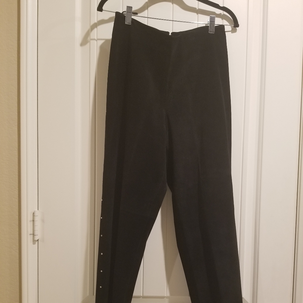 Black suede pants w/Rhinestones on sides